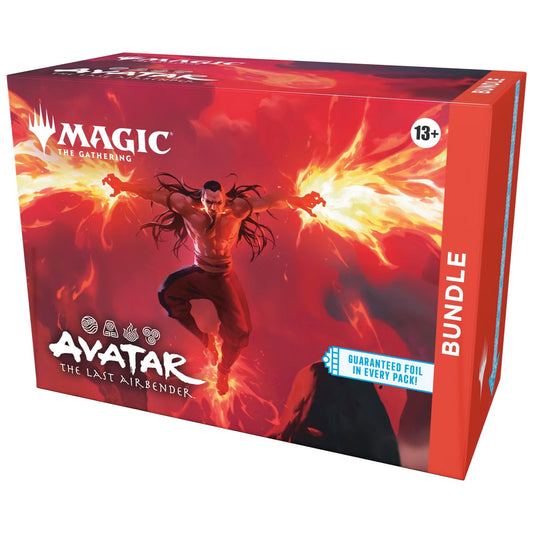 Magic: The Gathering Avatar The Last Airbender bundle box with a character and fiery design.