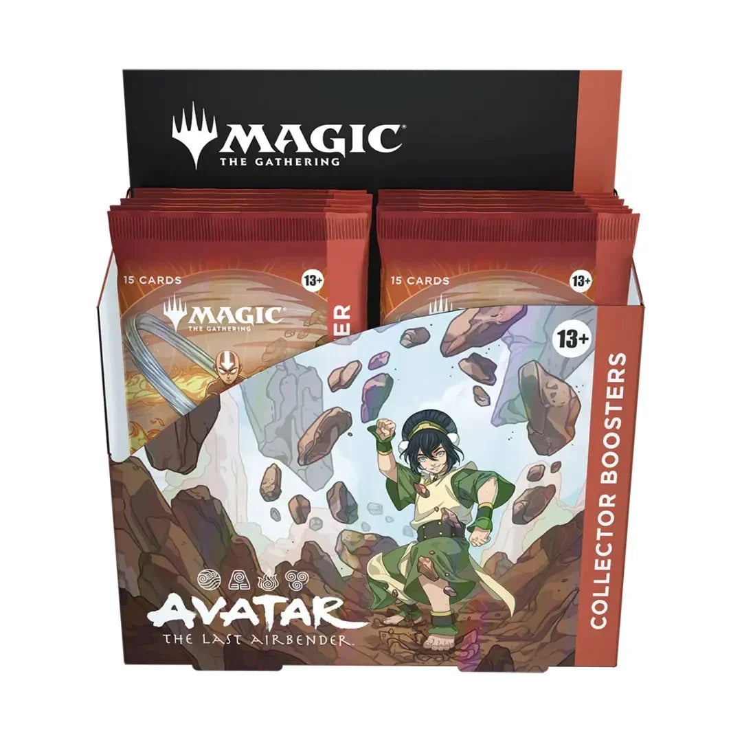 Collection of 'Avatar: The Last Airbender' themed trading card game booster packs with 'Magic: The Gathering' branding.