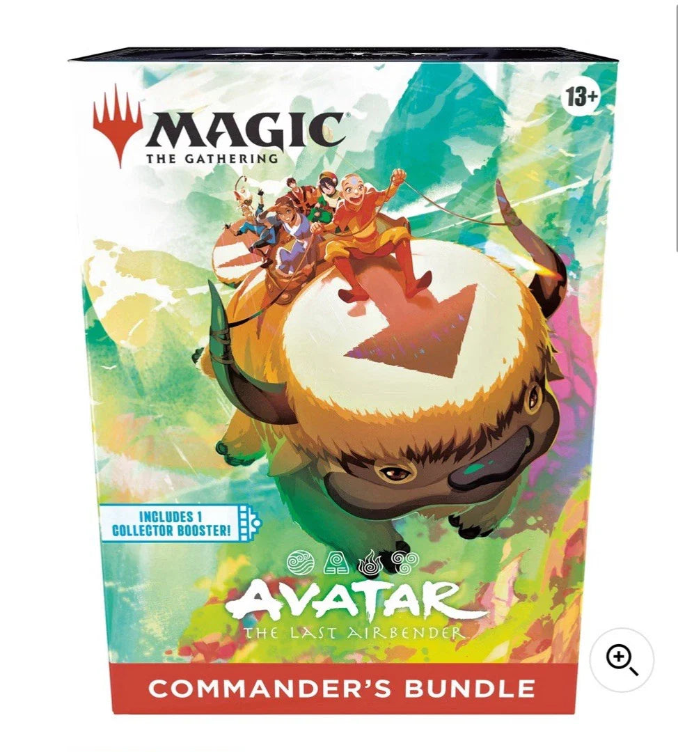 Magic the Gathering Avatar: The Last Airbender Commander's Bundle packaging with colorful design and character illustration.
