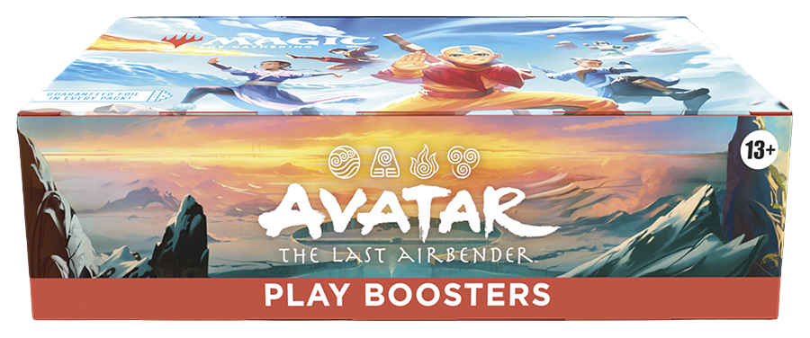 Avatar: The Last Airbender play boosters box with scenic artwork and branding.