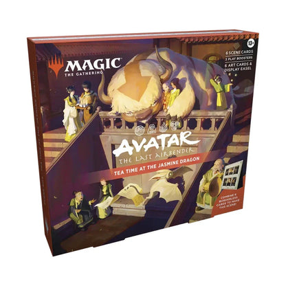 Board game box for 'Avatar: The Last Airbender' themed 'Tea Time at the Jasmine Dragon' from 'Magic: The Gathering'.