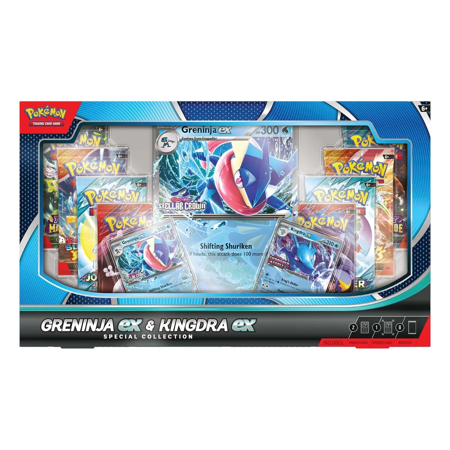 Pokémon Greninja ex & Kingdra ex Special Collection packaging with trading cards.