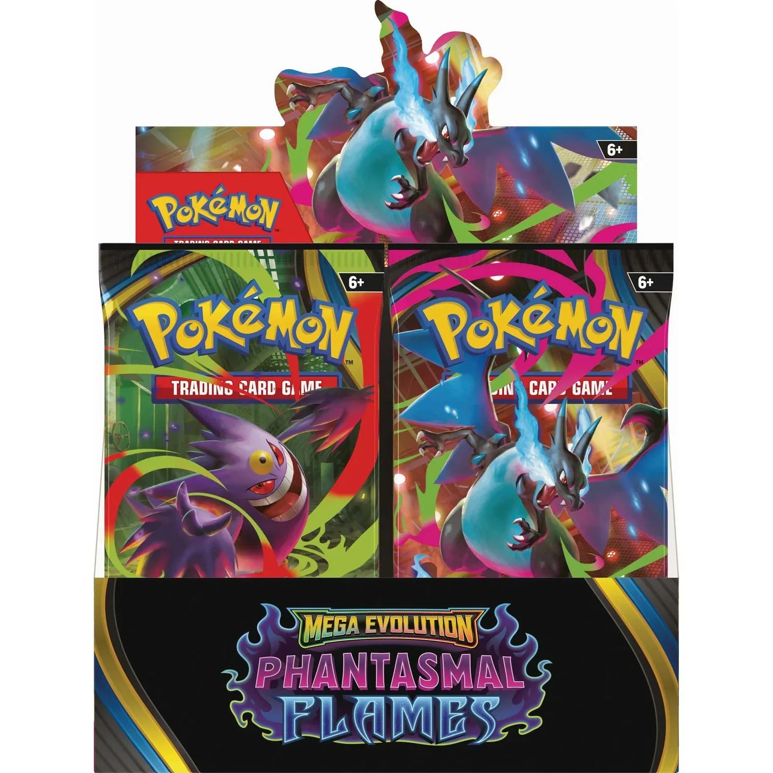 Pokémon trading card game packs with colorful designs on a white background