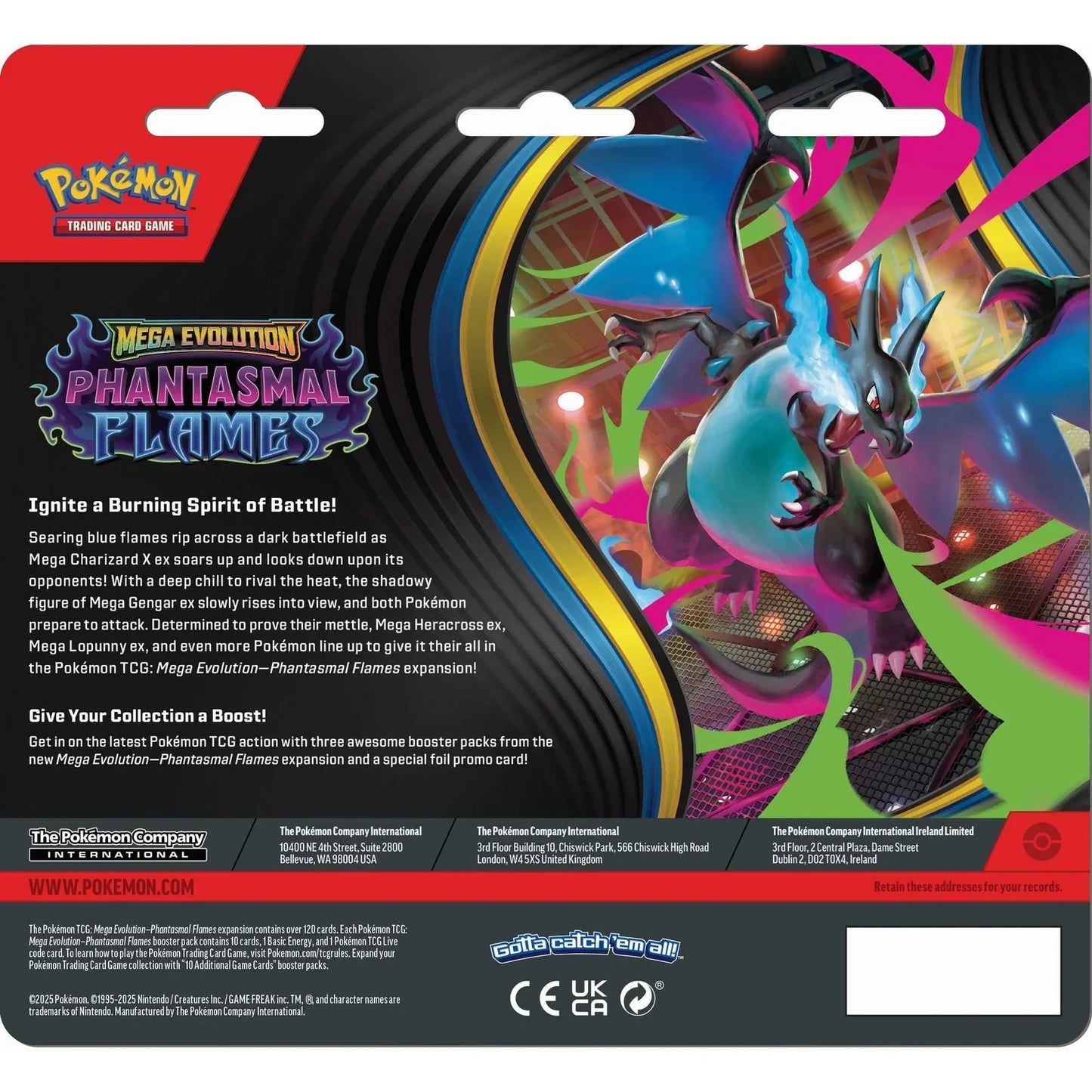 Pokémon trading card game packaging with Mega Charizard X artwork