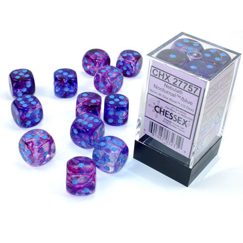 Chessex - Nebula 16mm D6 Dice Block - Luminary Nocturnal Blue Dice Block