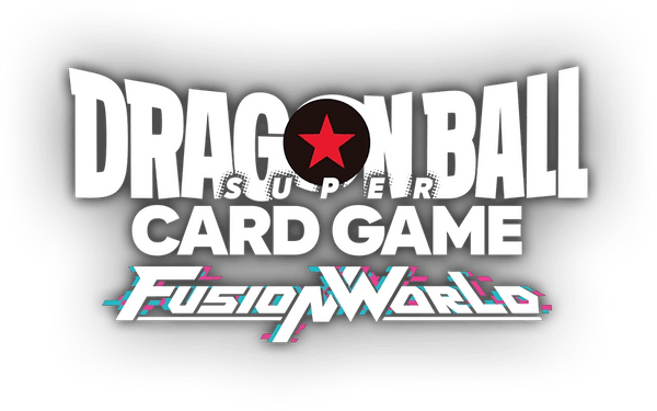 Logo of Dragon Ball Super Card Game Fusion World on a black background